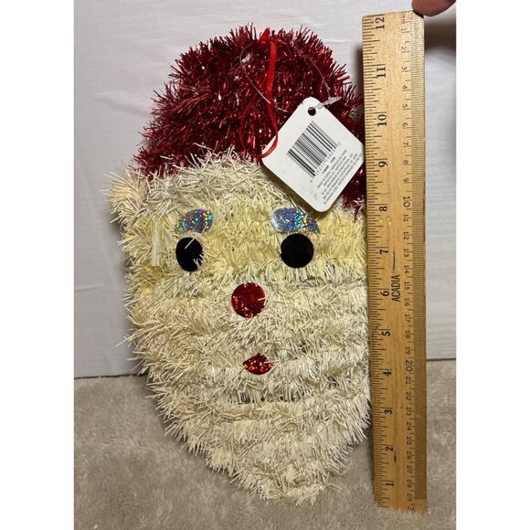 Decorative Santa Tinsel Face Wall Hanging 12 X 7" - Picture 5 of 6